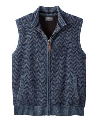 Shetland Zip Vest: Navy/blue Heather