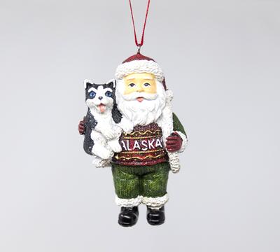 Ornament - Santa W/ Husky