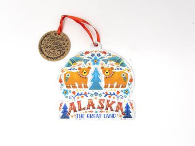 Stamped Metal Ornament - Folk Art