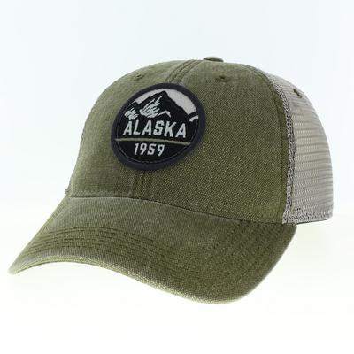 Dashboard Trucker Cap Olive W/grey Mesh Stamp Patch Mnts